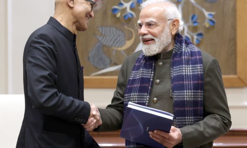 Microsoft CEO Satya Nadella meets Indian PM Narendra Modi | Image courtesy: Satya Nadella's tweet on X.